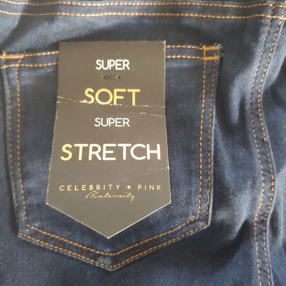 🌟HP🌟Celebrity Pink Maternity Jeans Ankle/Cropped Dark Wash Stretchy XL NWT - Picture 6 of 9